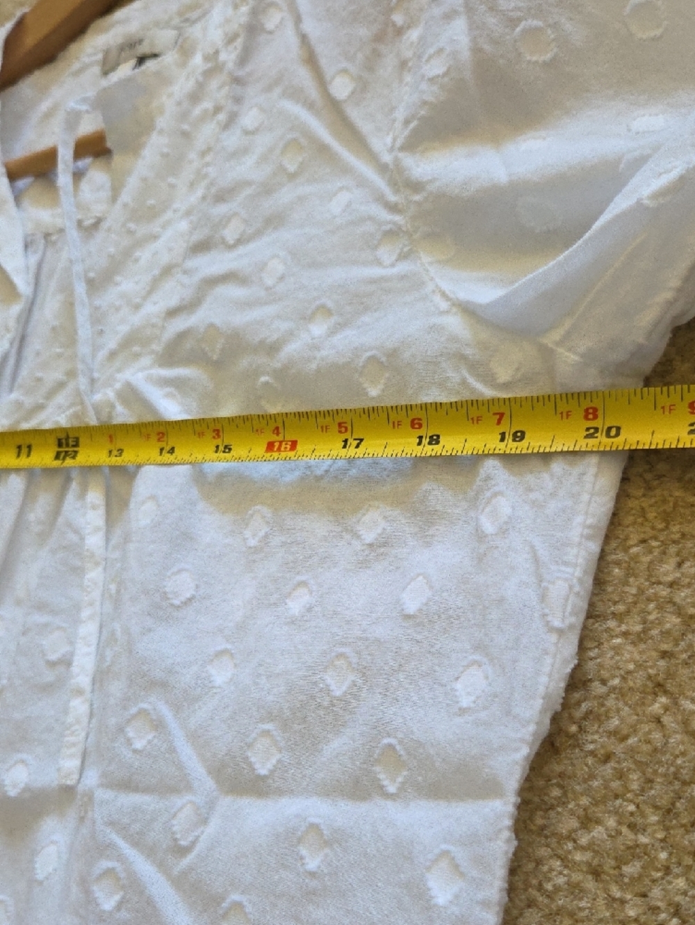 J. Crew White Peasant Blouse 100% Cotton Polka Dot Texture Pattern Sz 8 Flowy - Picture 10 of 13